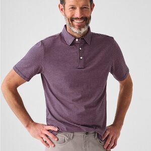 Faherty Movement Short-Sleeve Polo in Spring Storm Stripe Size Large